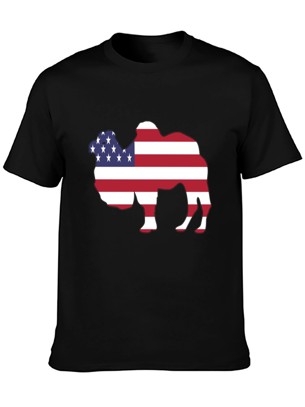 American Flag Camel Graphic Tee - Patriotic T-Shirt