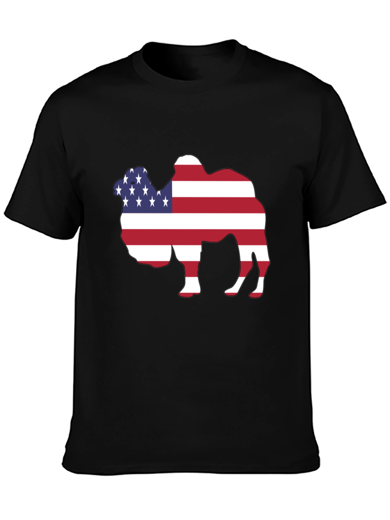 American Flag Camel Graphic Tee - Patriotic T-Shirt