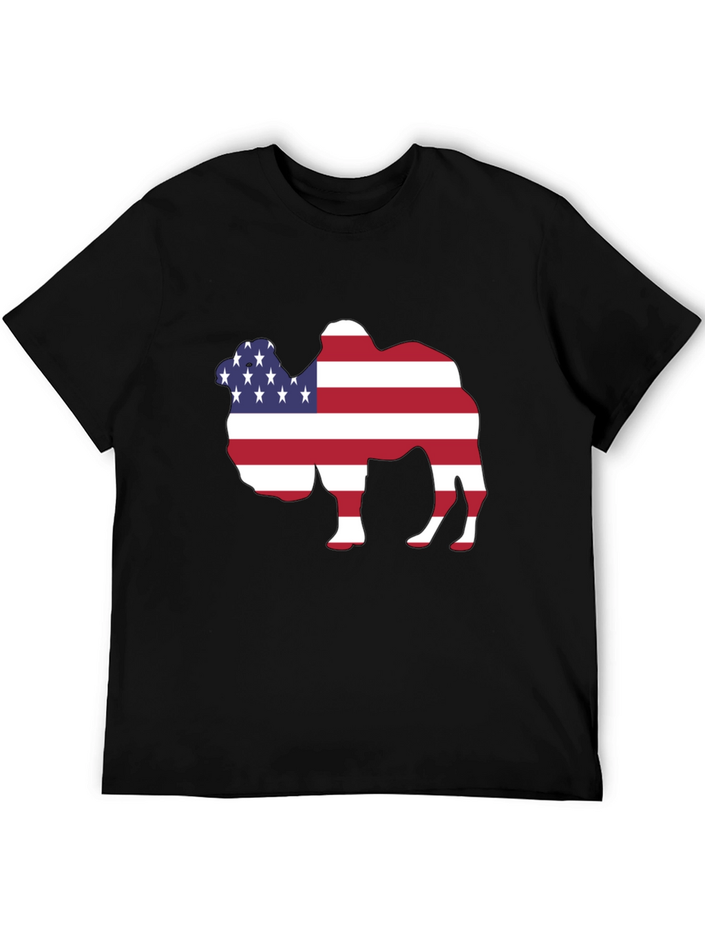 American Flag Camel Graphic Tee - Patriotic T-Shirt