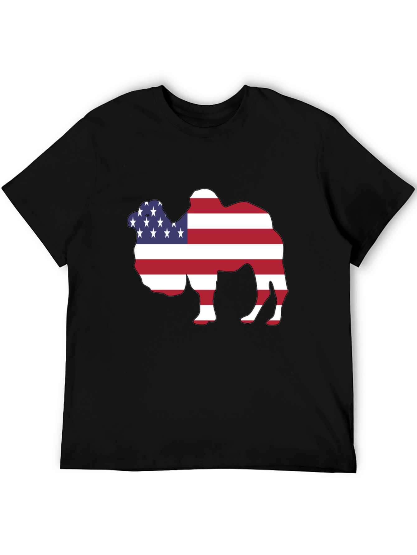American Flag Camel Graphic Tee - Patriotic T-Shirt