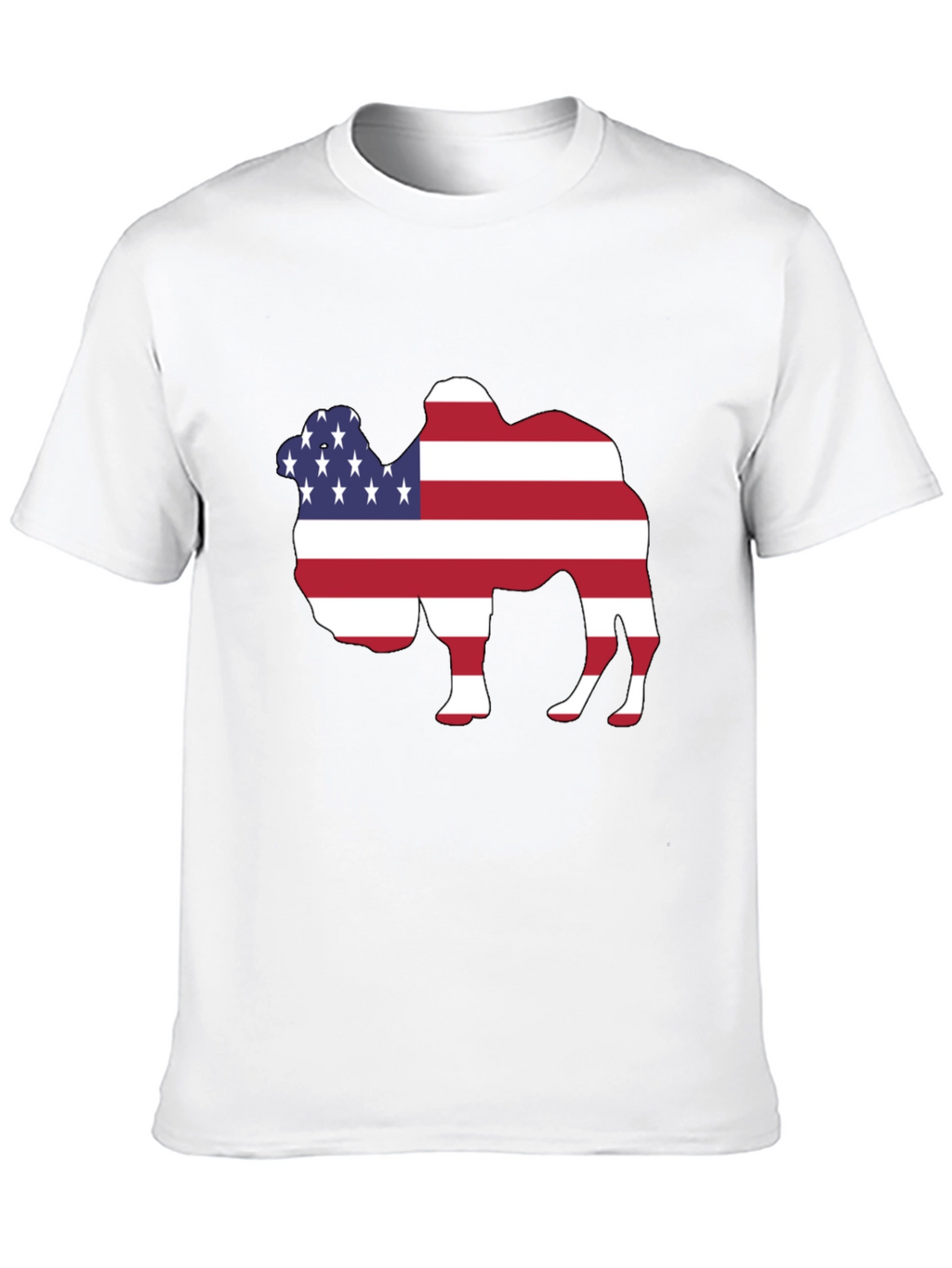 American Flag Camel Graphic Tee - Patriotic T-Shirt