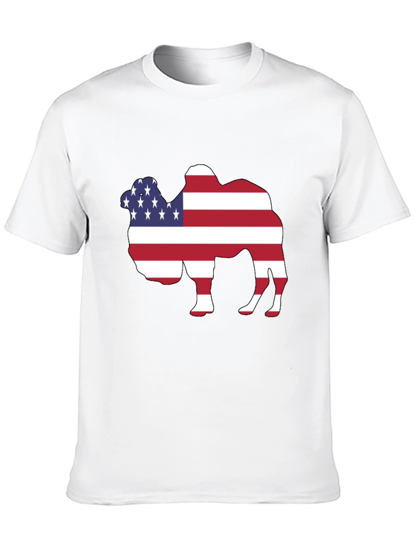 American Flag Camel Graphic Tee - Patriotic T-Shirt