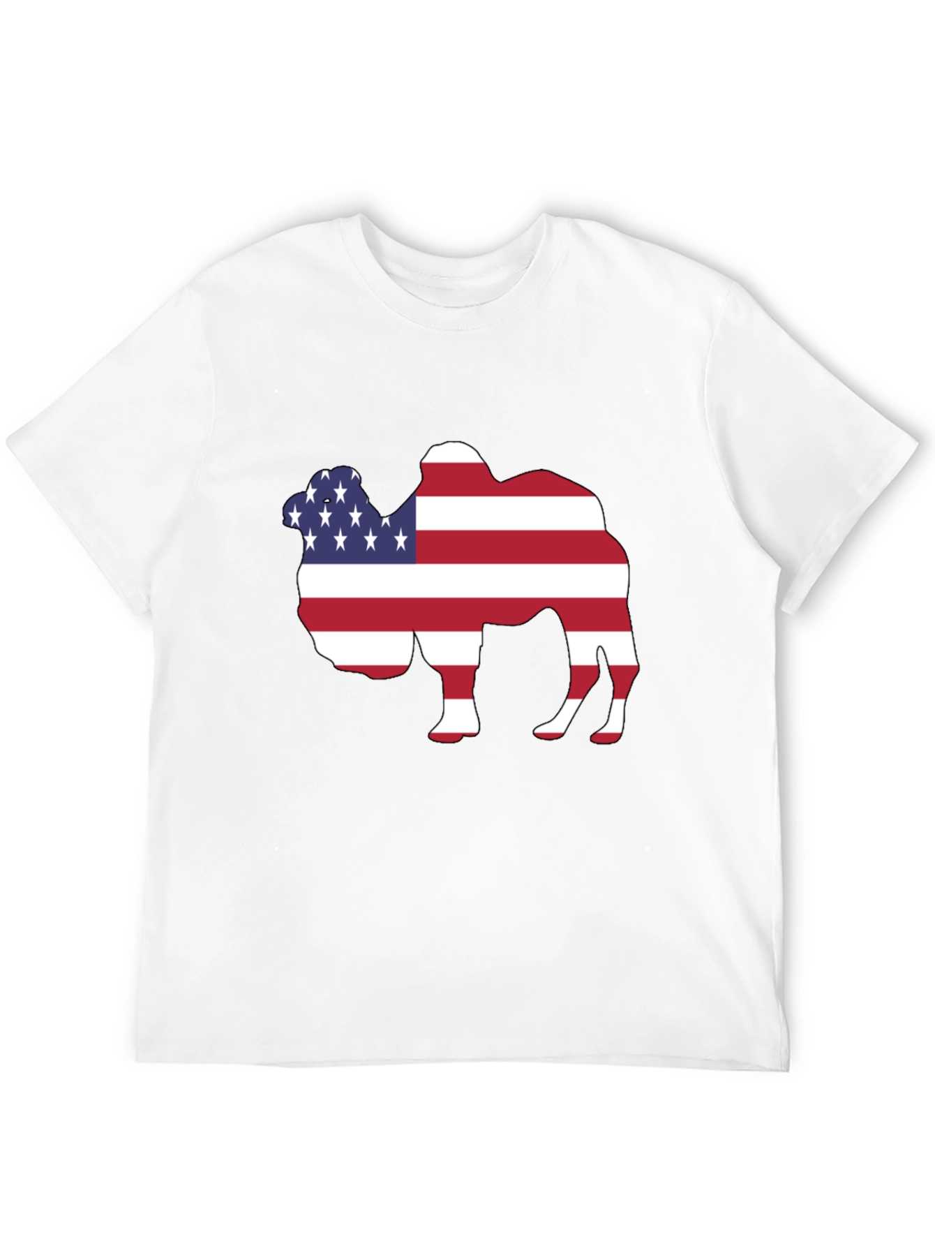 American Flag Camel Graphic Tee - Patriotic T-Shirt