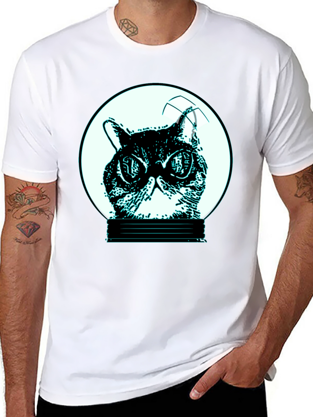 Cool Cat in Bulb Graphic Tee