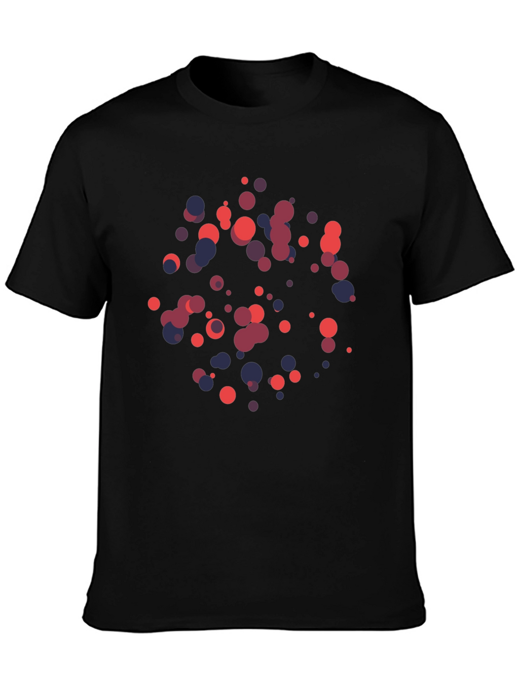 Abstract Geometric Circle Pattern Black T-Shirt