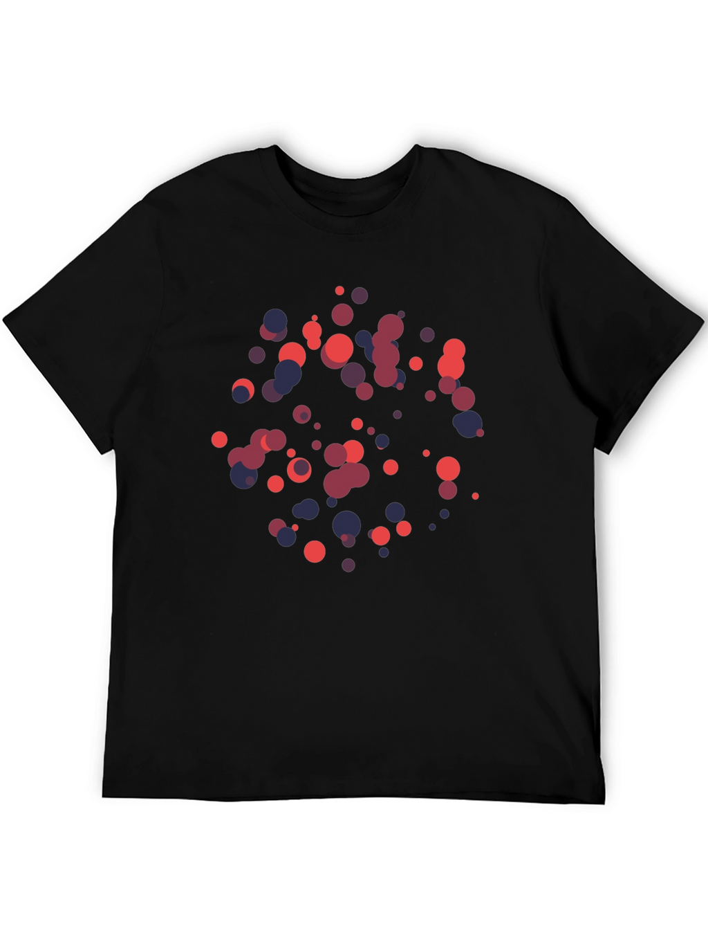 Abstract Geometric Circle Pattern Black T-Shirt