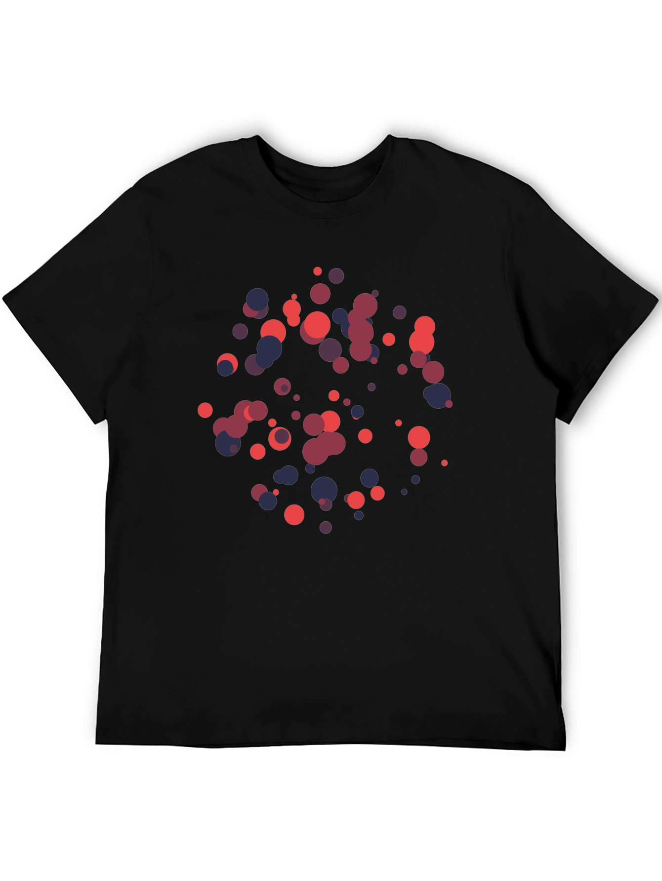 Abstract Geometric Circle Pattern Black T-Shirt
