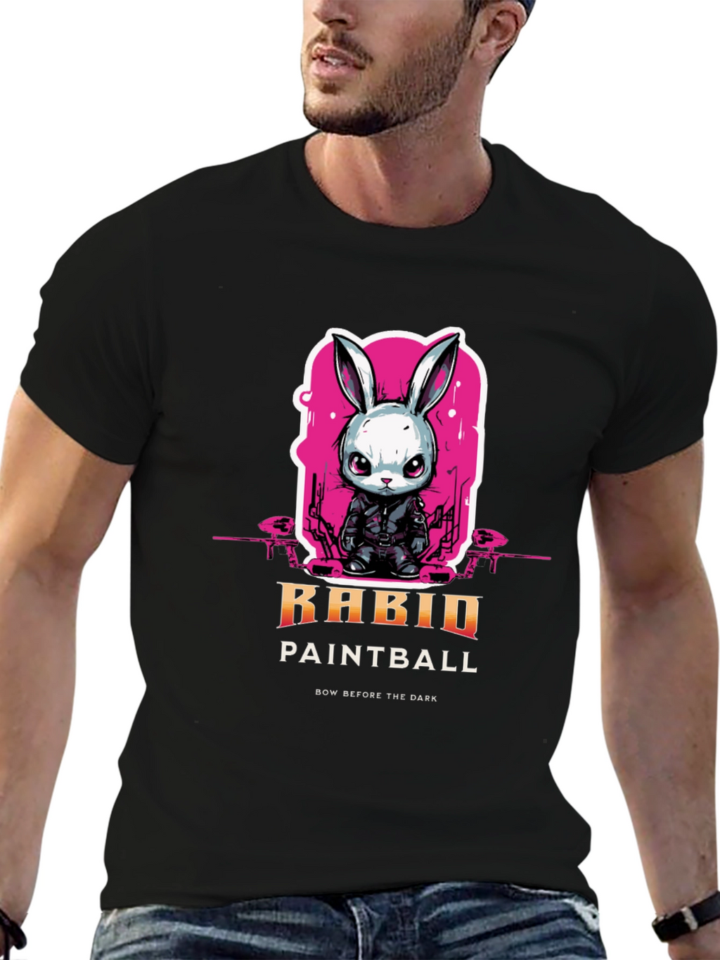 Rabid Paintball T-Shirt: Dark Rabbit Design