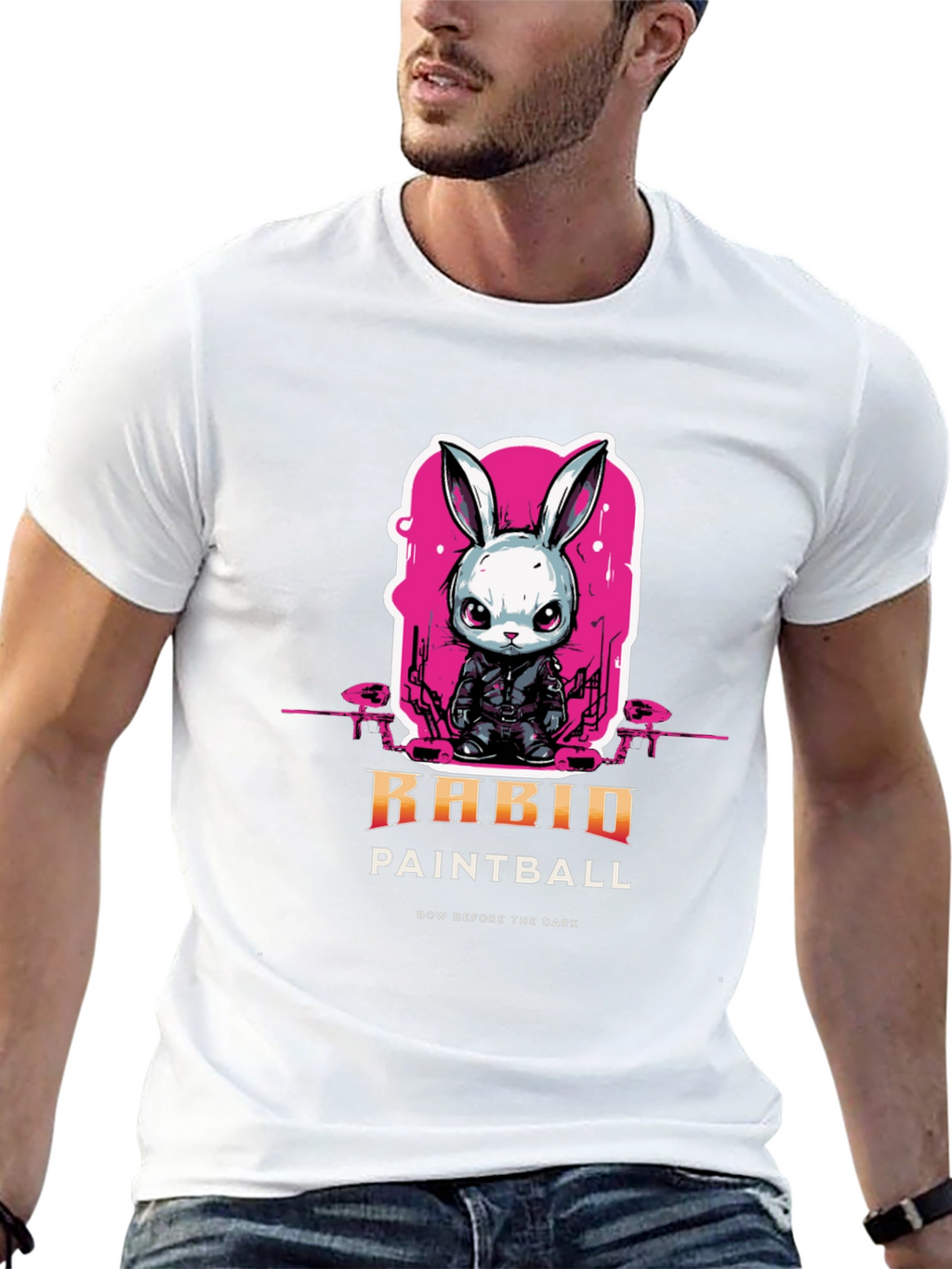 Rabid Paintball T-Shirt: Dark Rabbit Design