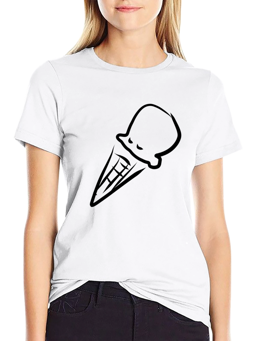 Cool Ice Cream Cone Graphic Tee - Black T-Shirt