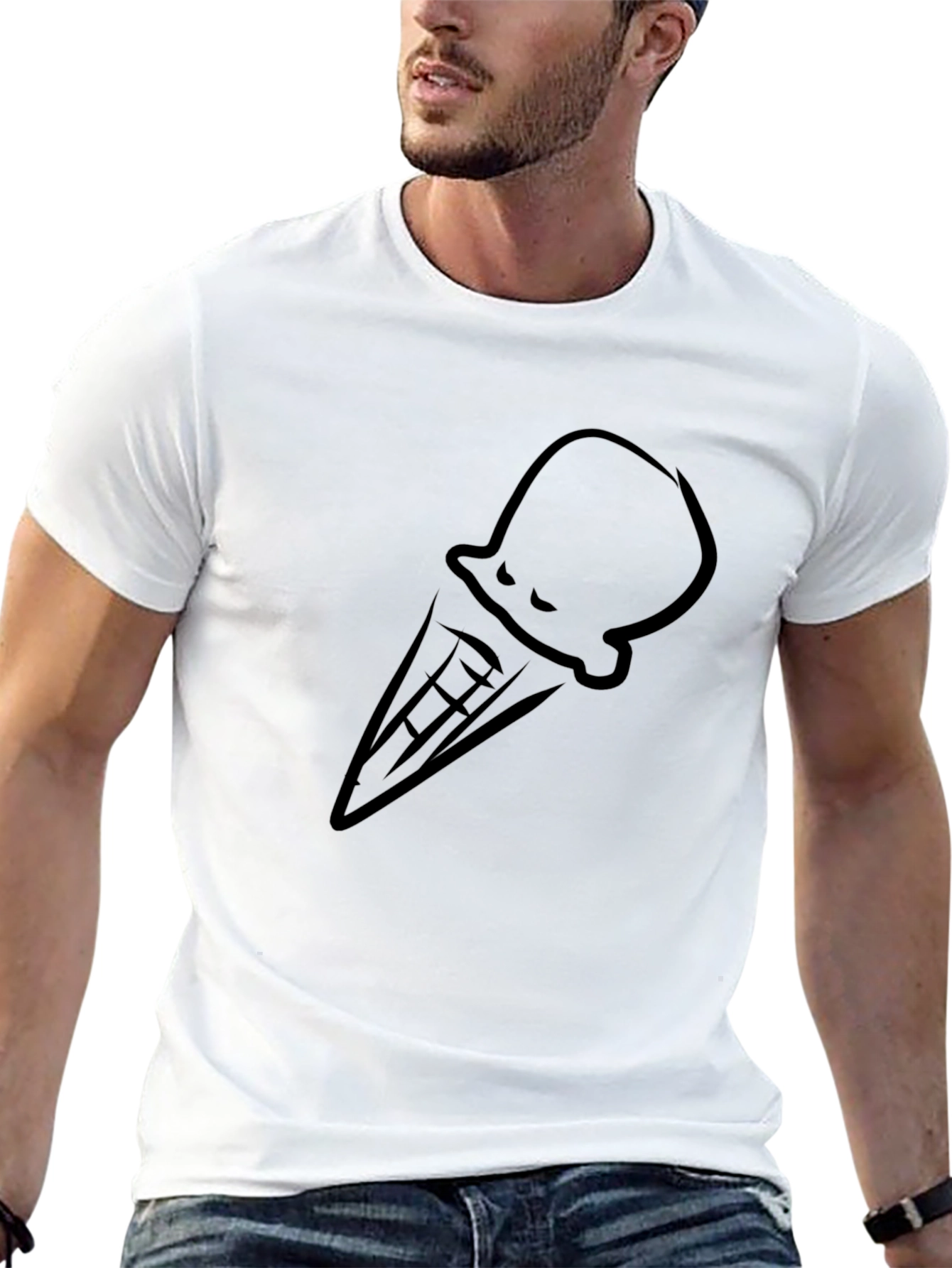 Cool Ice Cream Cone Graphic Tee - Black T-Shirt