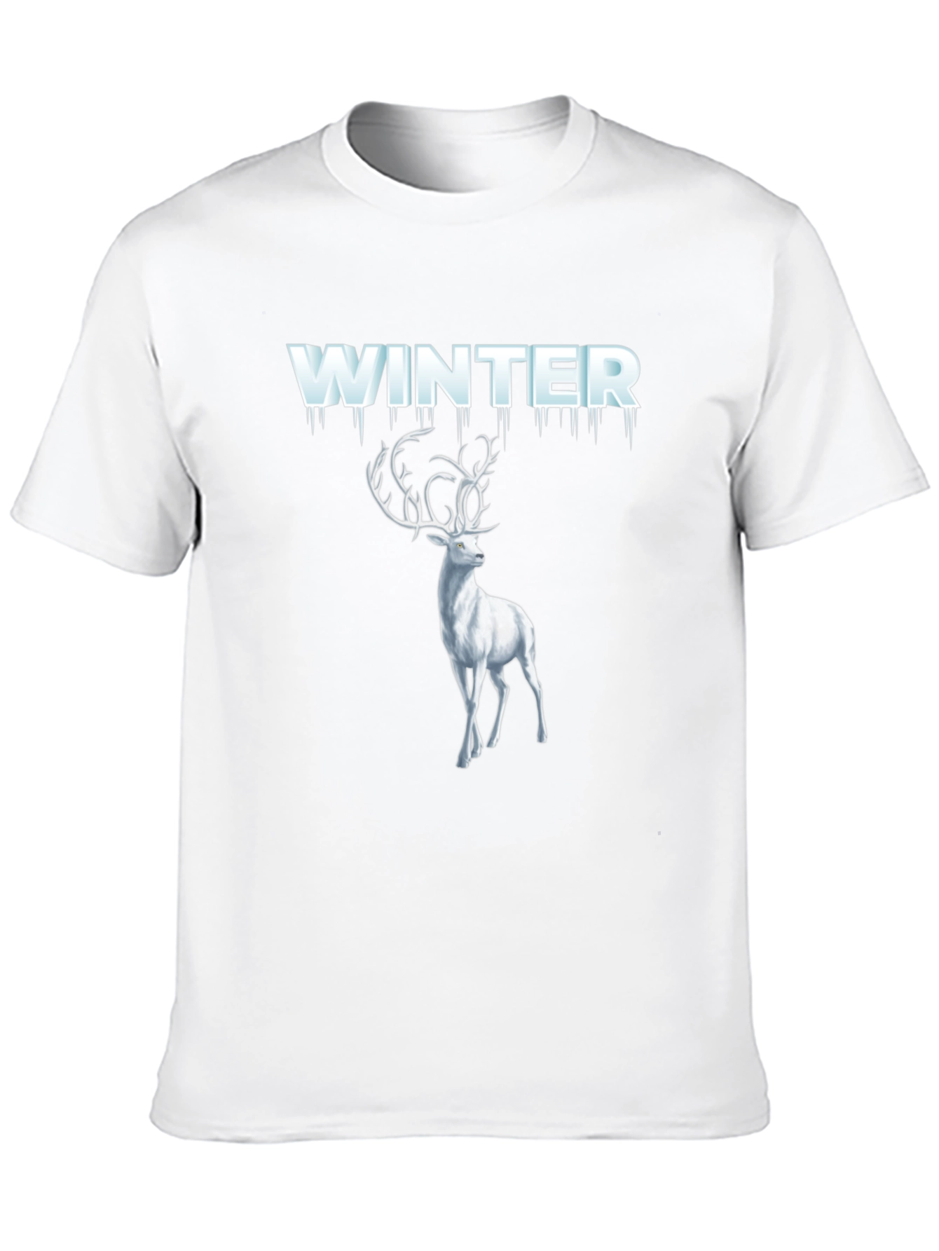 Winter Deer Graphic Tee - Black Cotton T-Shirt