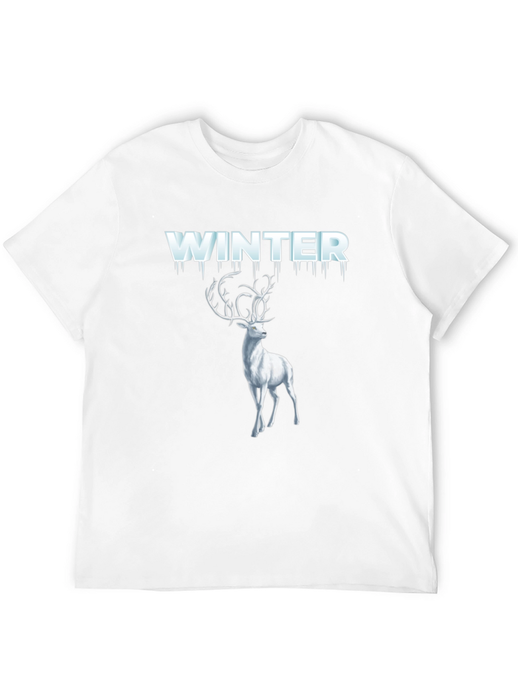 Winter Deer Graphic Tee - Black Cotton T-Shirt
