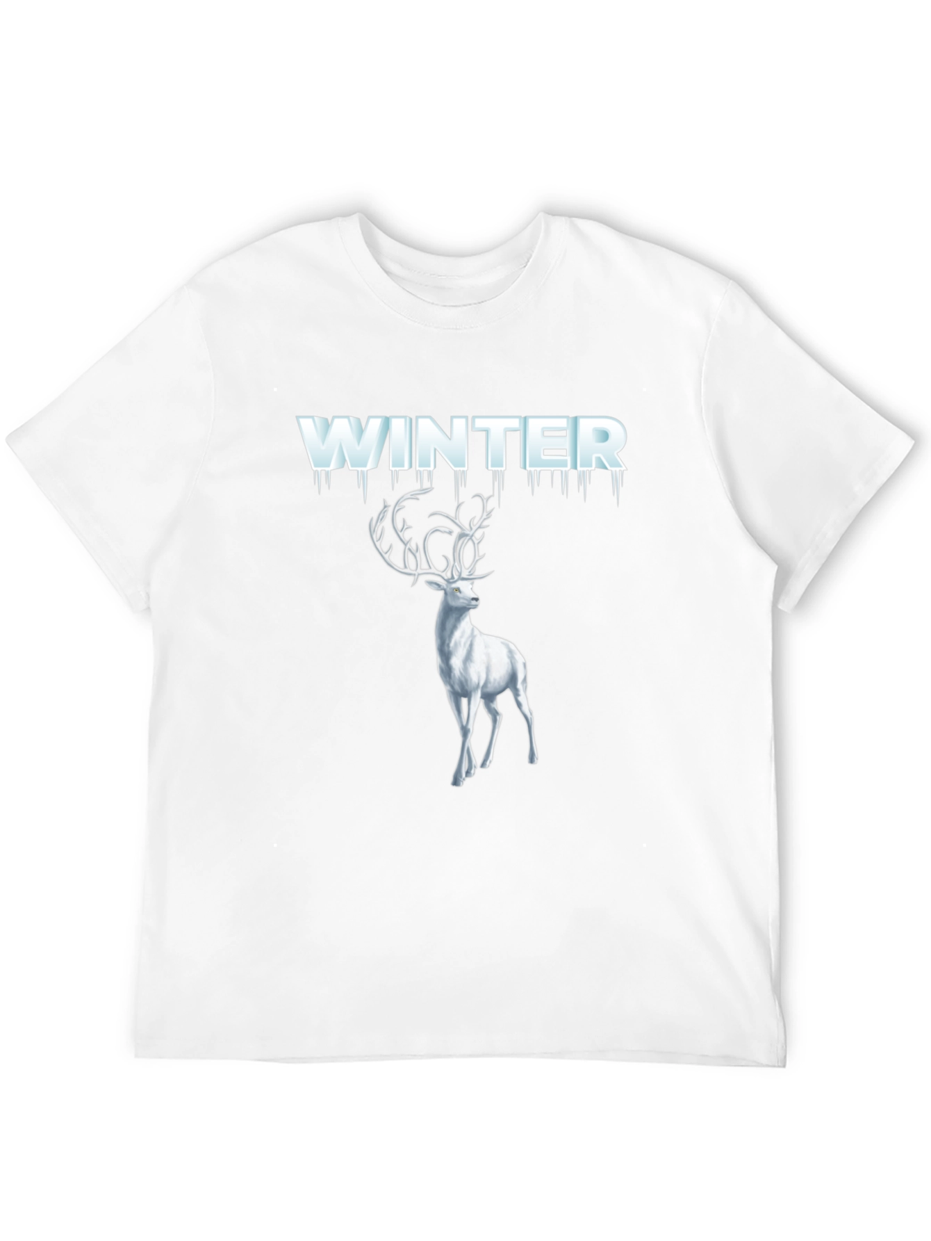 Winter Deer Graphic Tee - Black Cotton T-Shirt