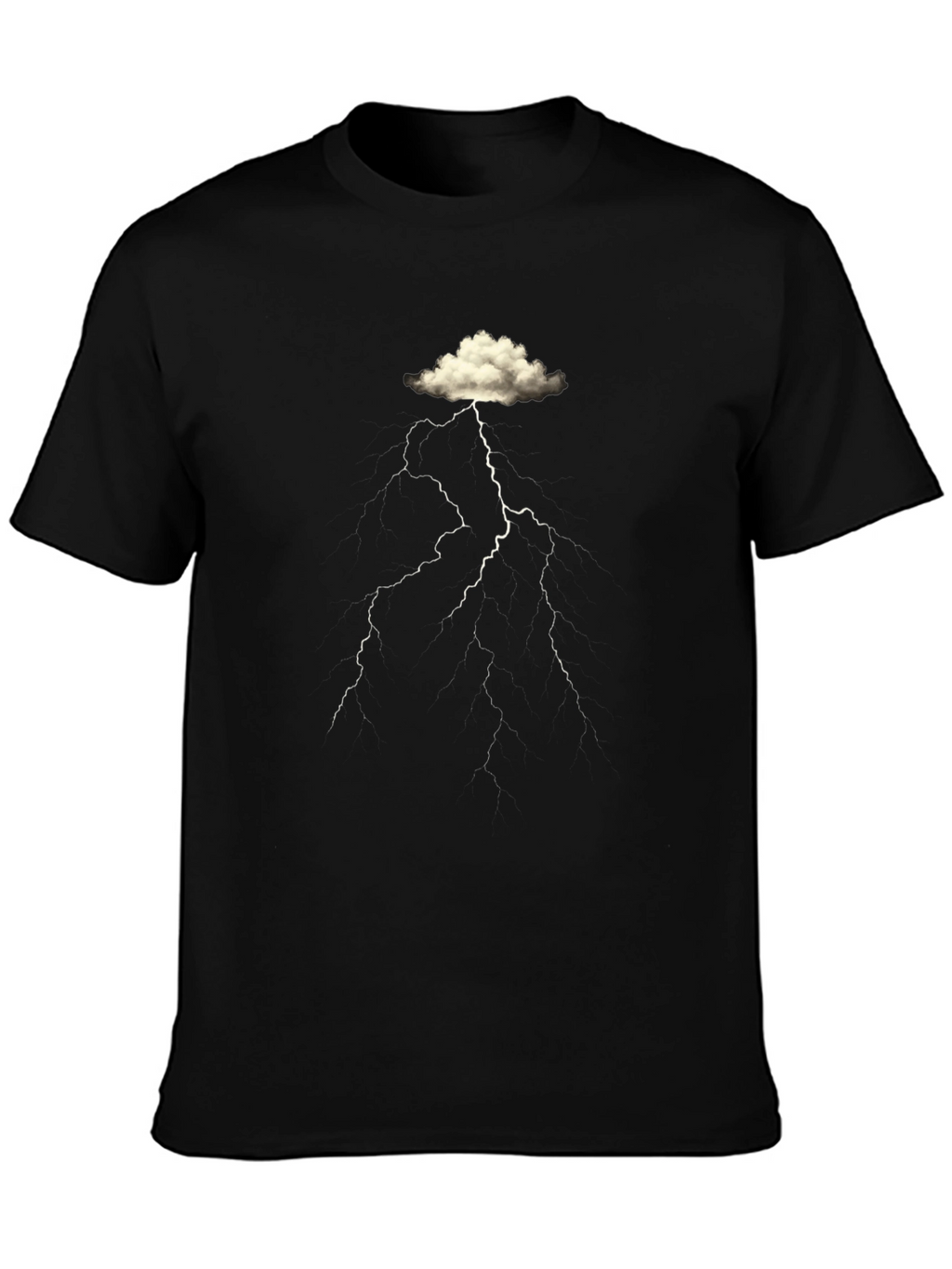 Cloud Lightning Graphic Black T-Shirt