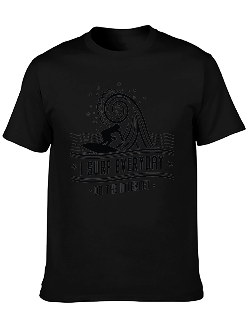 I Surf Everyday Internet Black T-Shirt