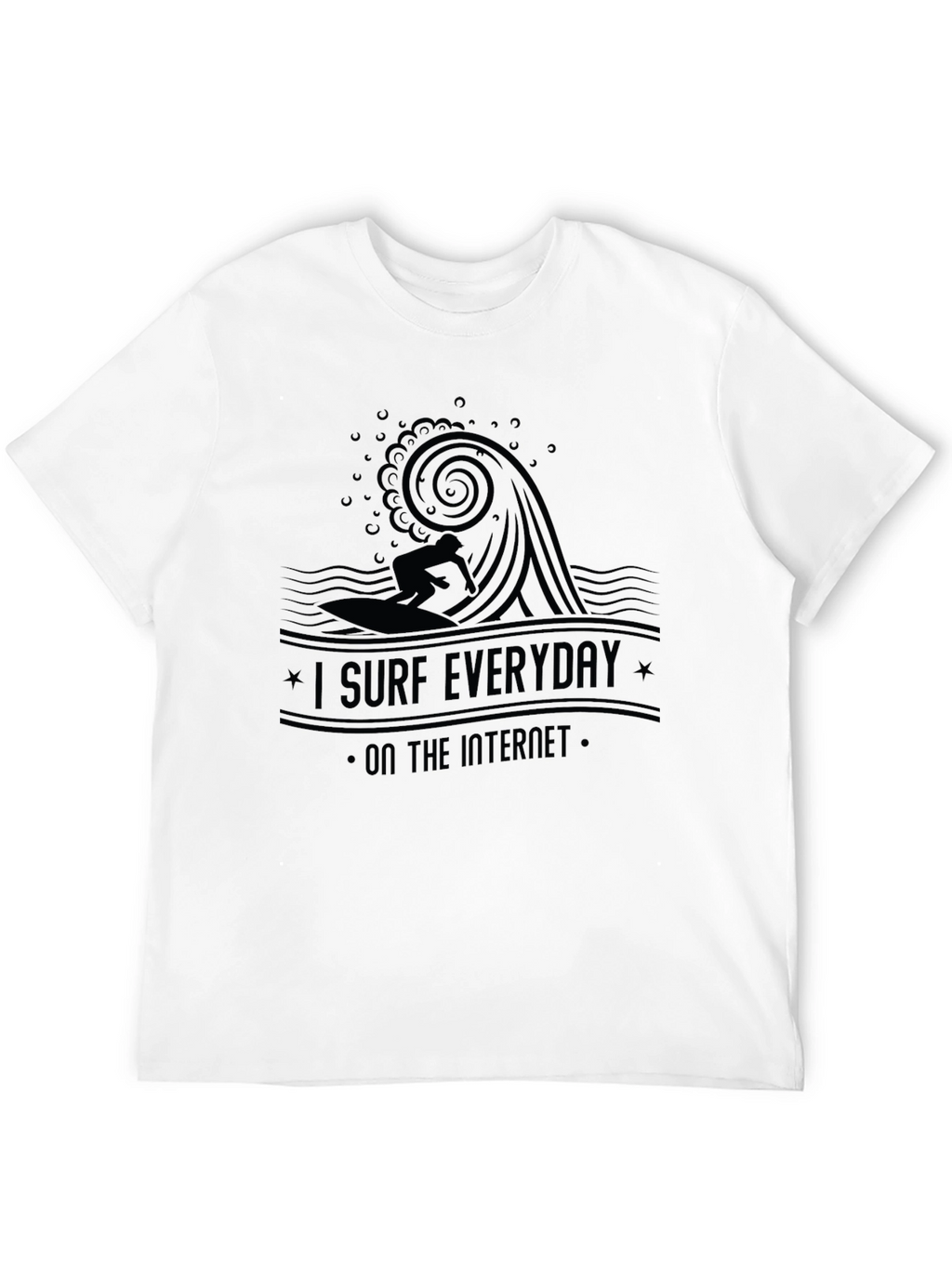 I Surf Everyday Internet Black T-Shirt