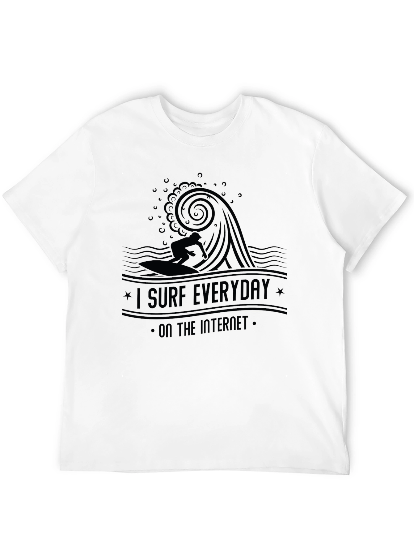 I Surf Everyday Internet Black T-Shirt