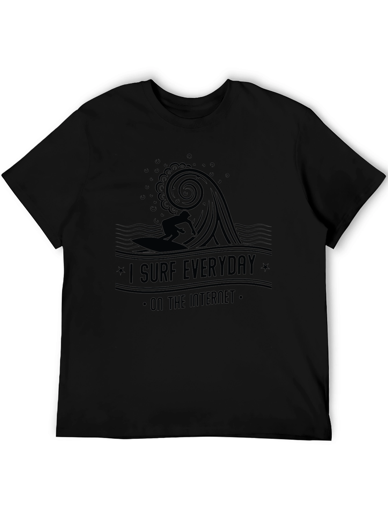 I Surf Everyday Internet Black T-Shirt