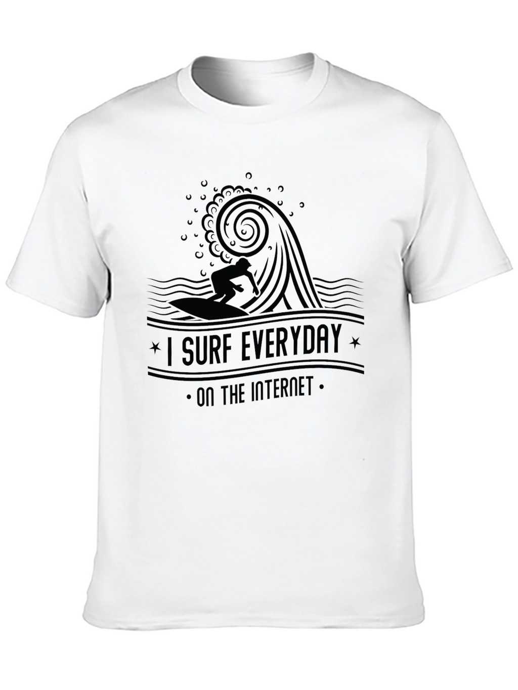 I Surf Everyday Internet Black T-Shirt