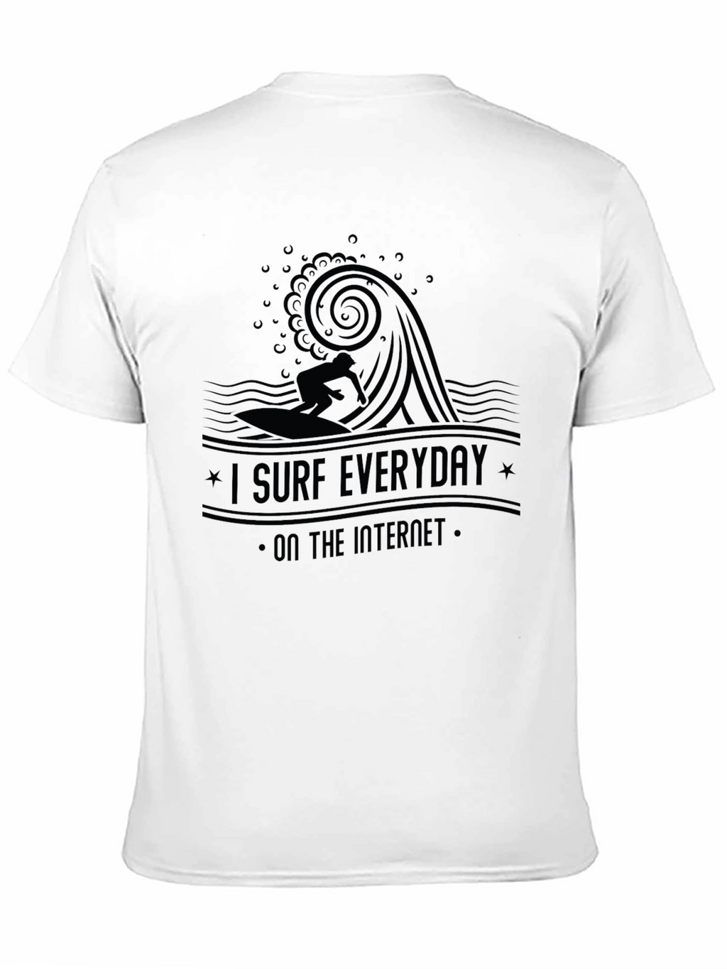 I Surf Everyday Internet Black T-Shirt