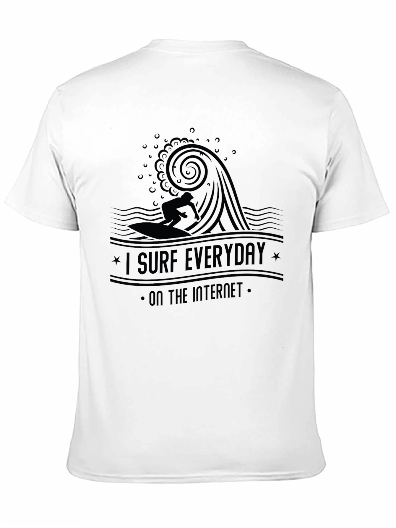 I Surf Everyday Internet Black T-Shirt