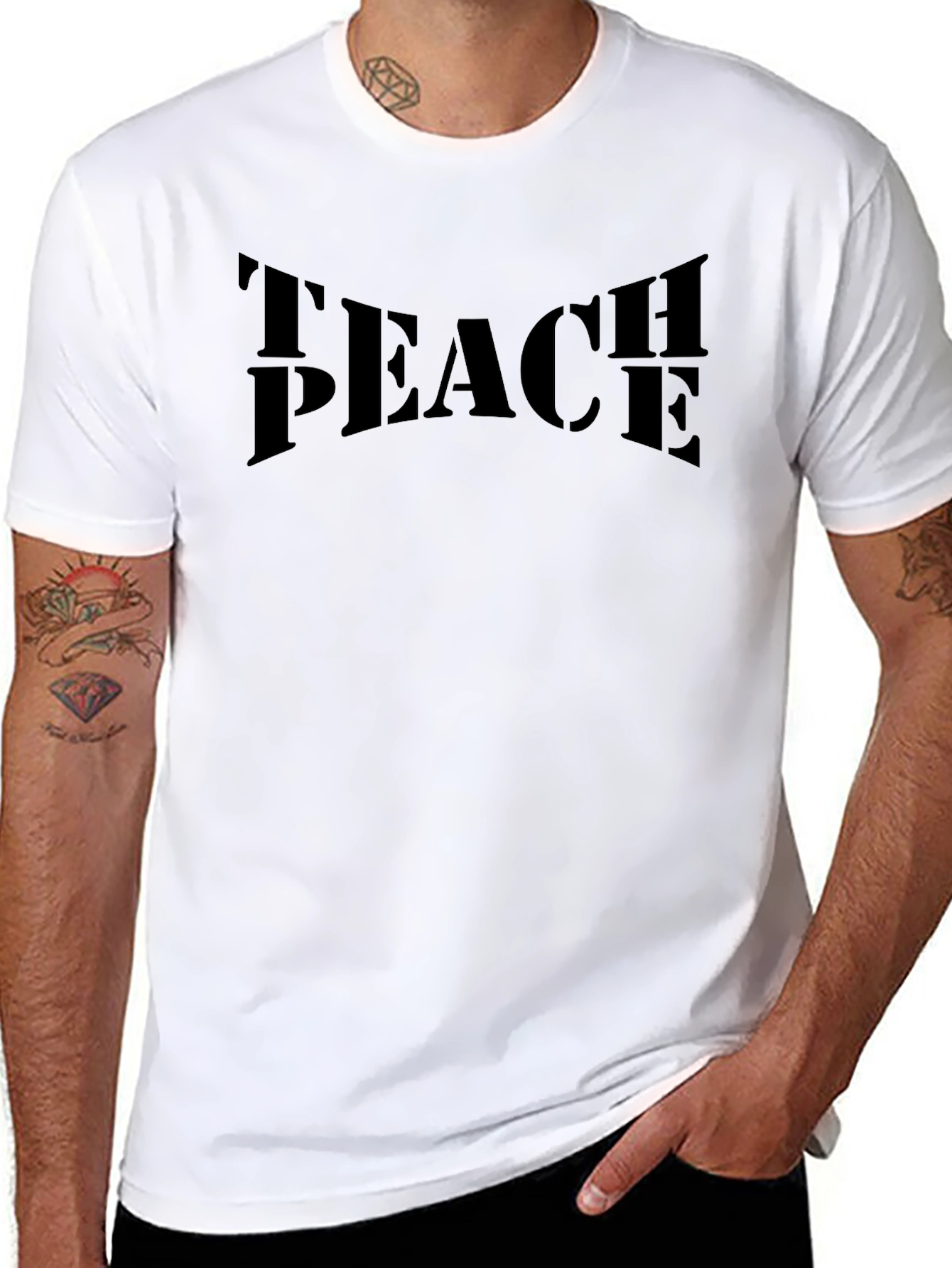 Teach Peace Black Graphic T-Shirt