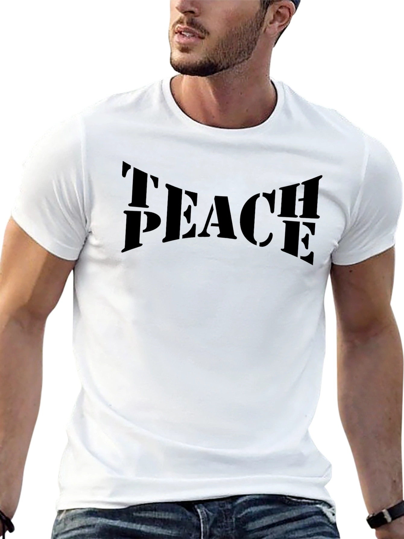 Teach Peace Black Graphic T-Shirt
