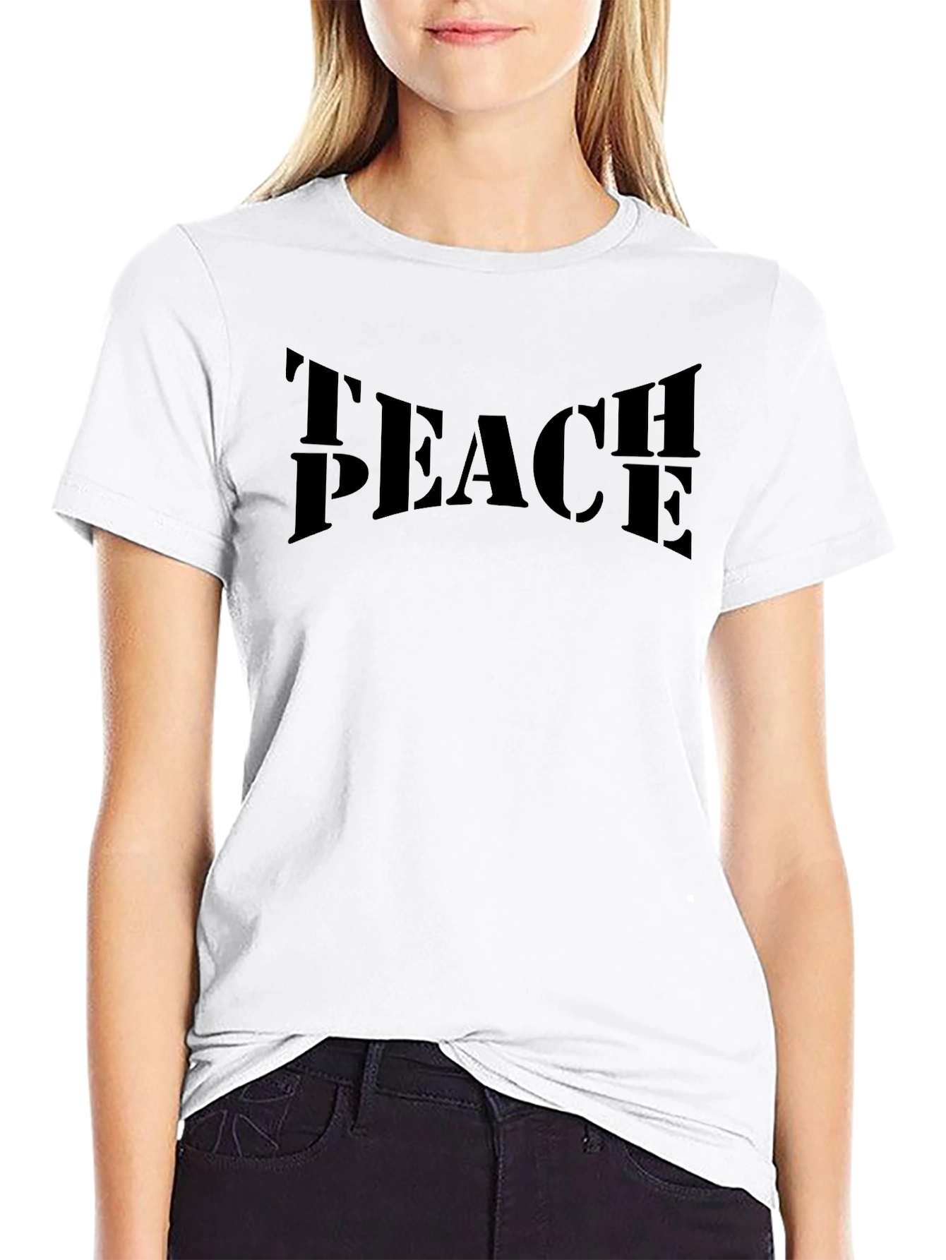 Teach Peace Black Graphic T-Shirt
