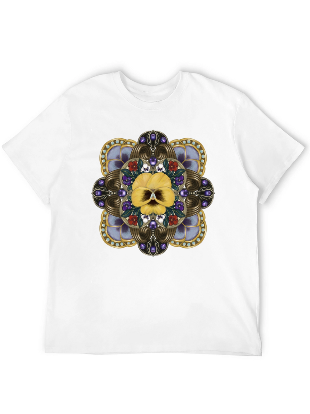 Ornate Floral Skull Graphic Tee - Unisex