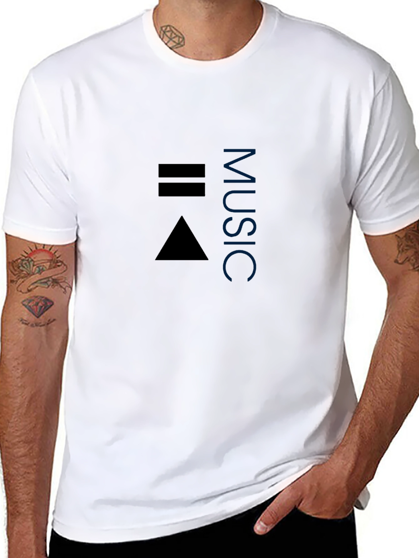 Music Symbol T-Shirt - Black Casual Tee