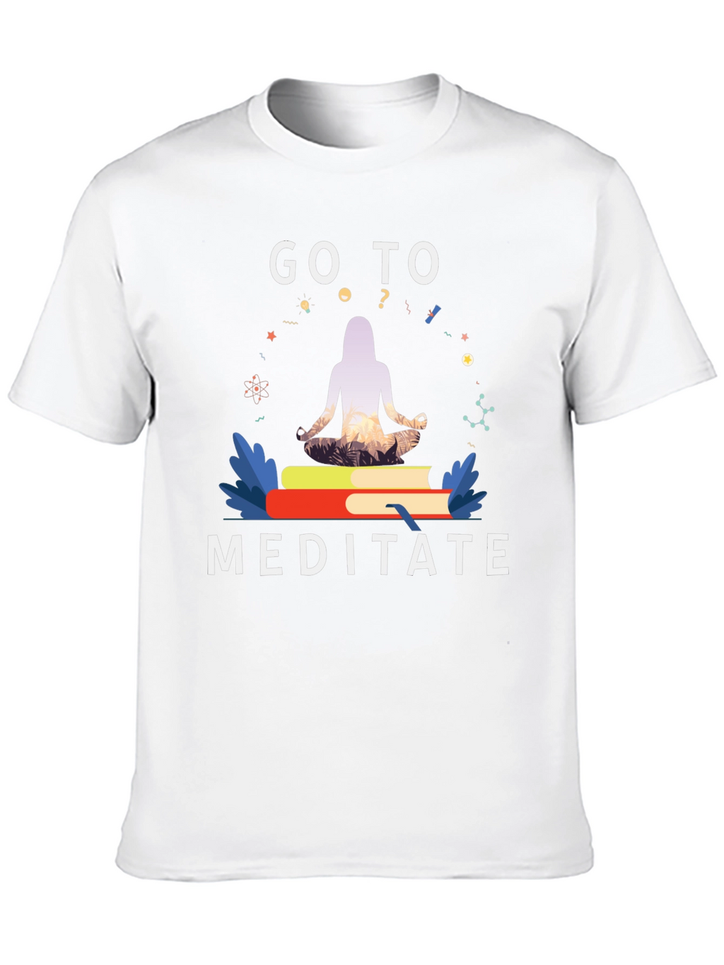 Meditate T-Shirt - Yoga Book Design Black Tee