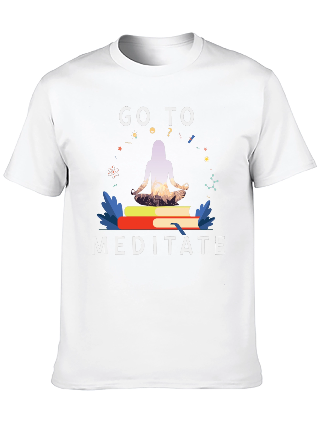 Meditate T-Shirt - Yoga Book Design Black Tee