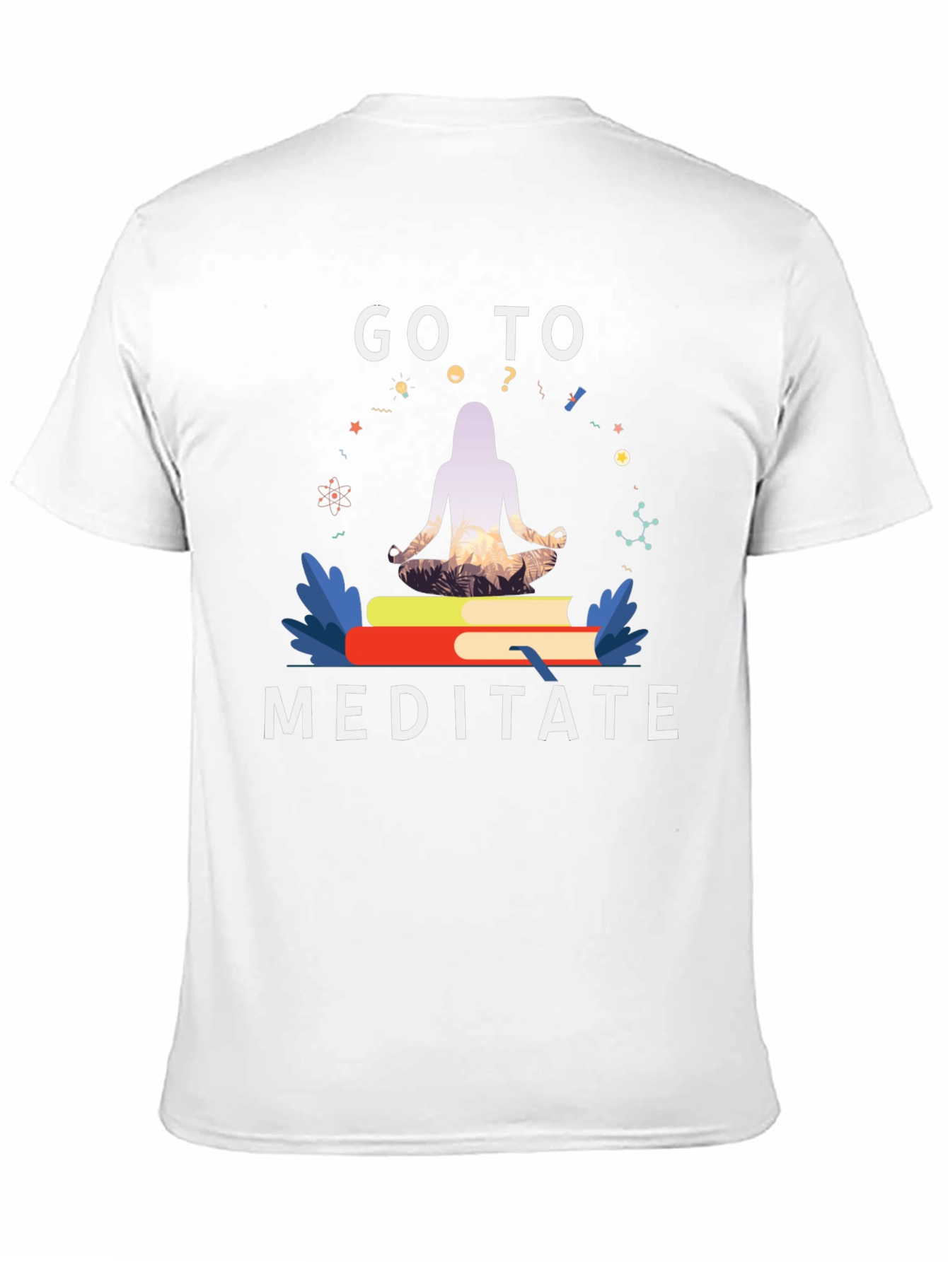 Meditate T-Shirt - Yoga Book Design Black Tee