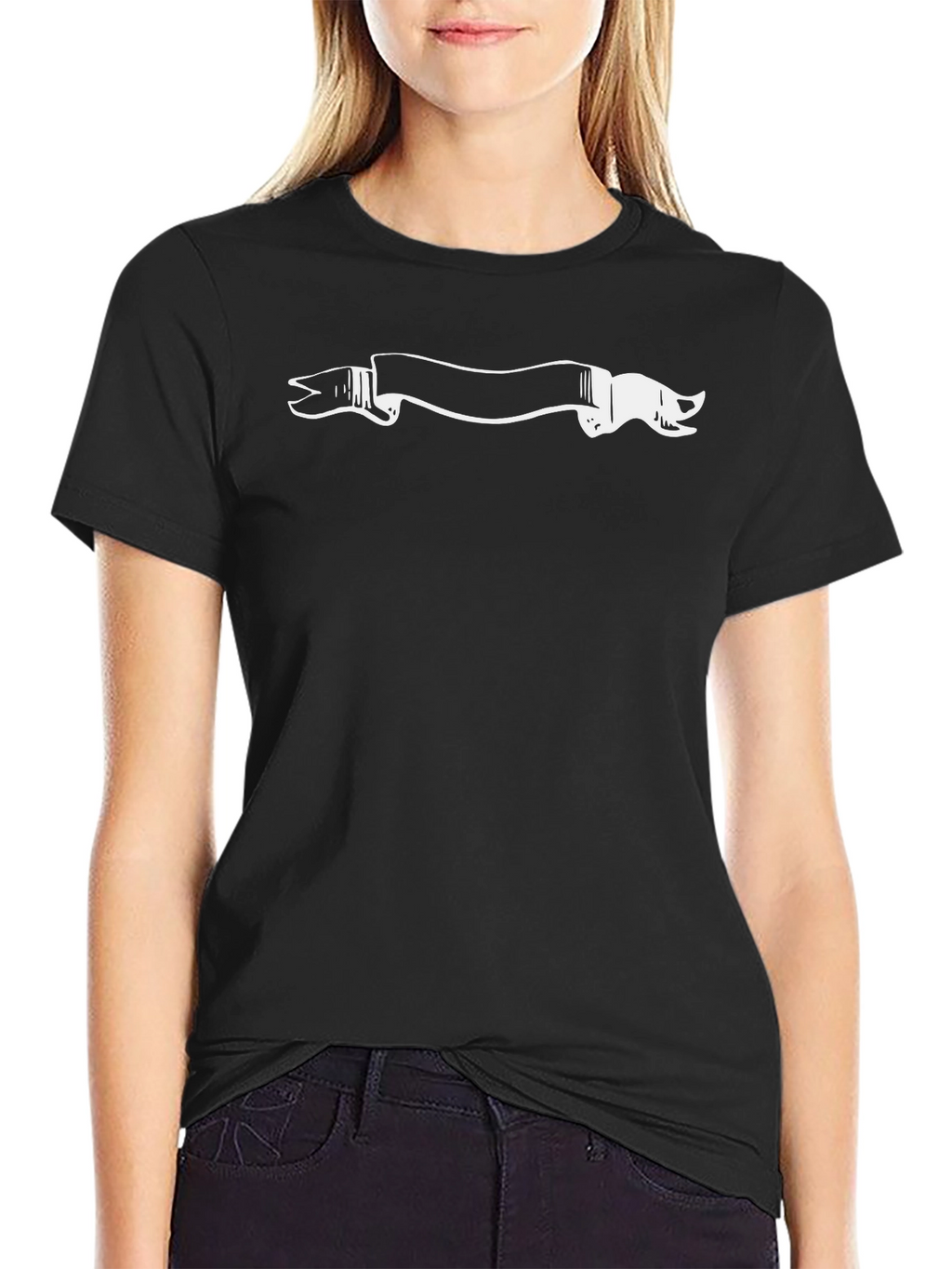 Black T-Shirt with Graphic Banner Design