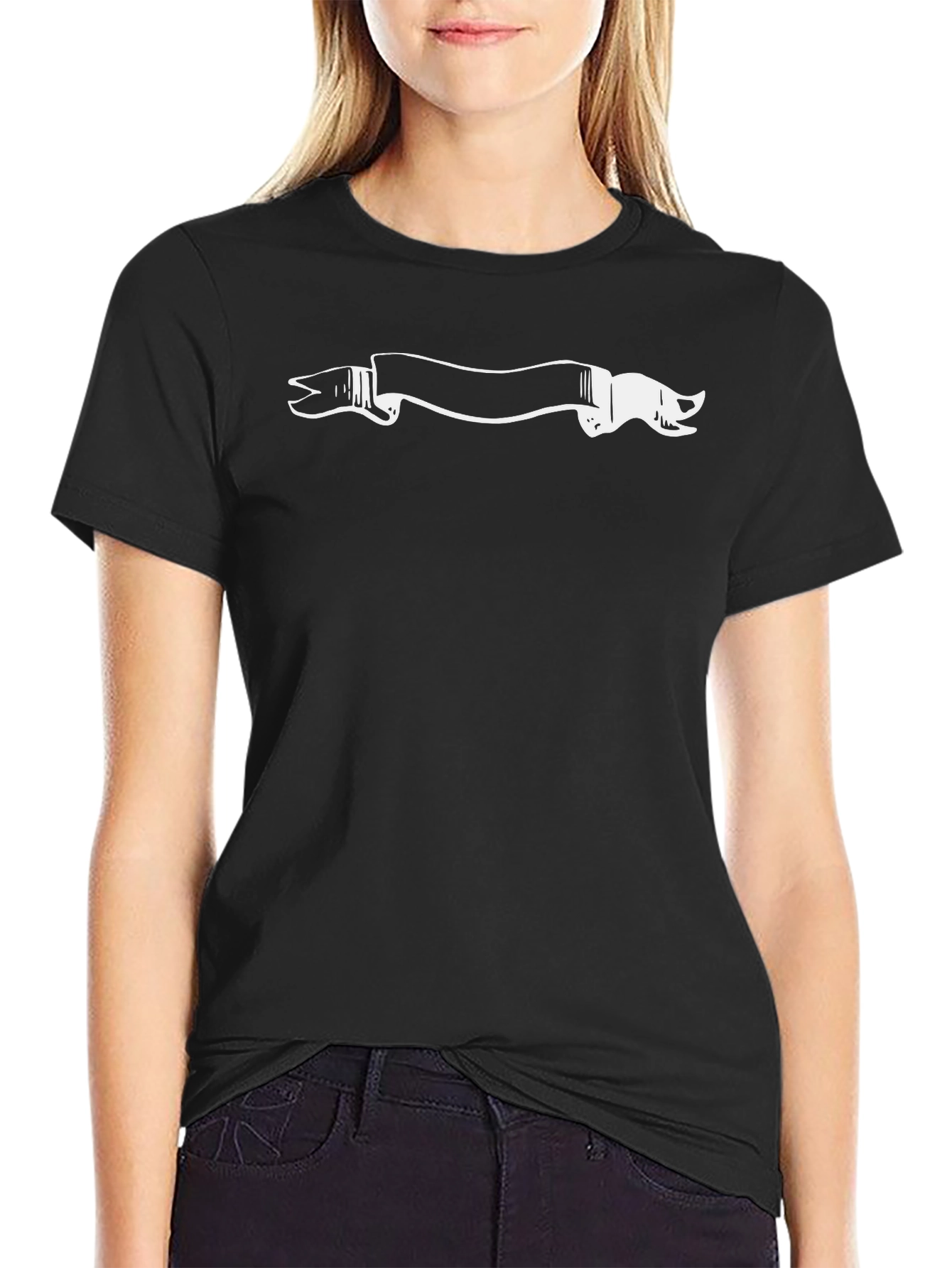 Black T-Shirt with Graphic Banner Design