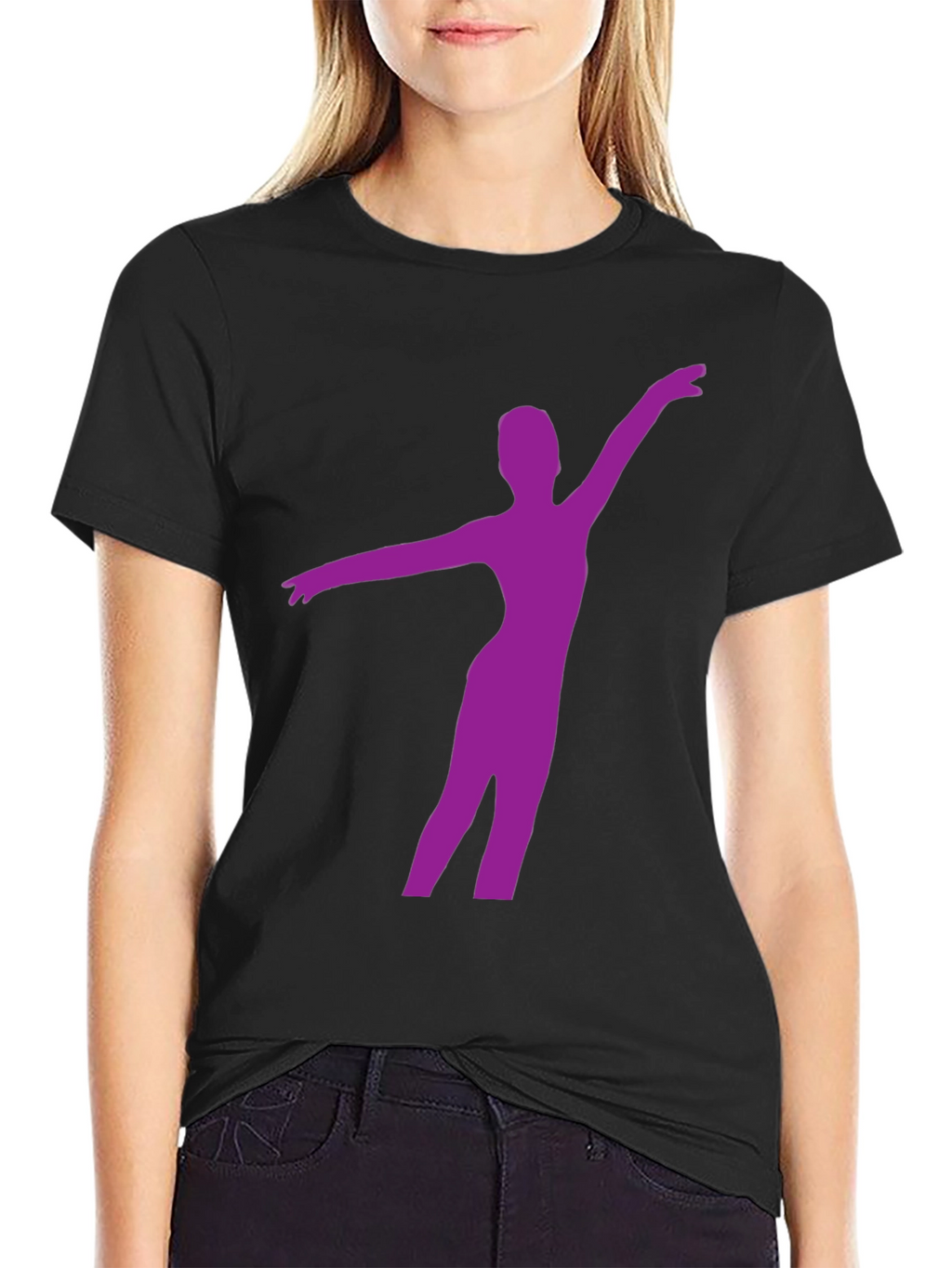 Ballerina Silhouette Tee - Black Cotton Graphic T-Shirt