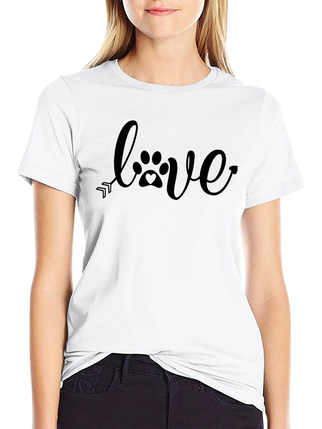 Love Paw Print Arrow Black T-Shirt