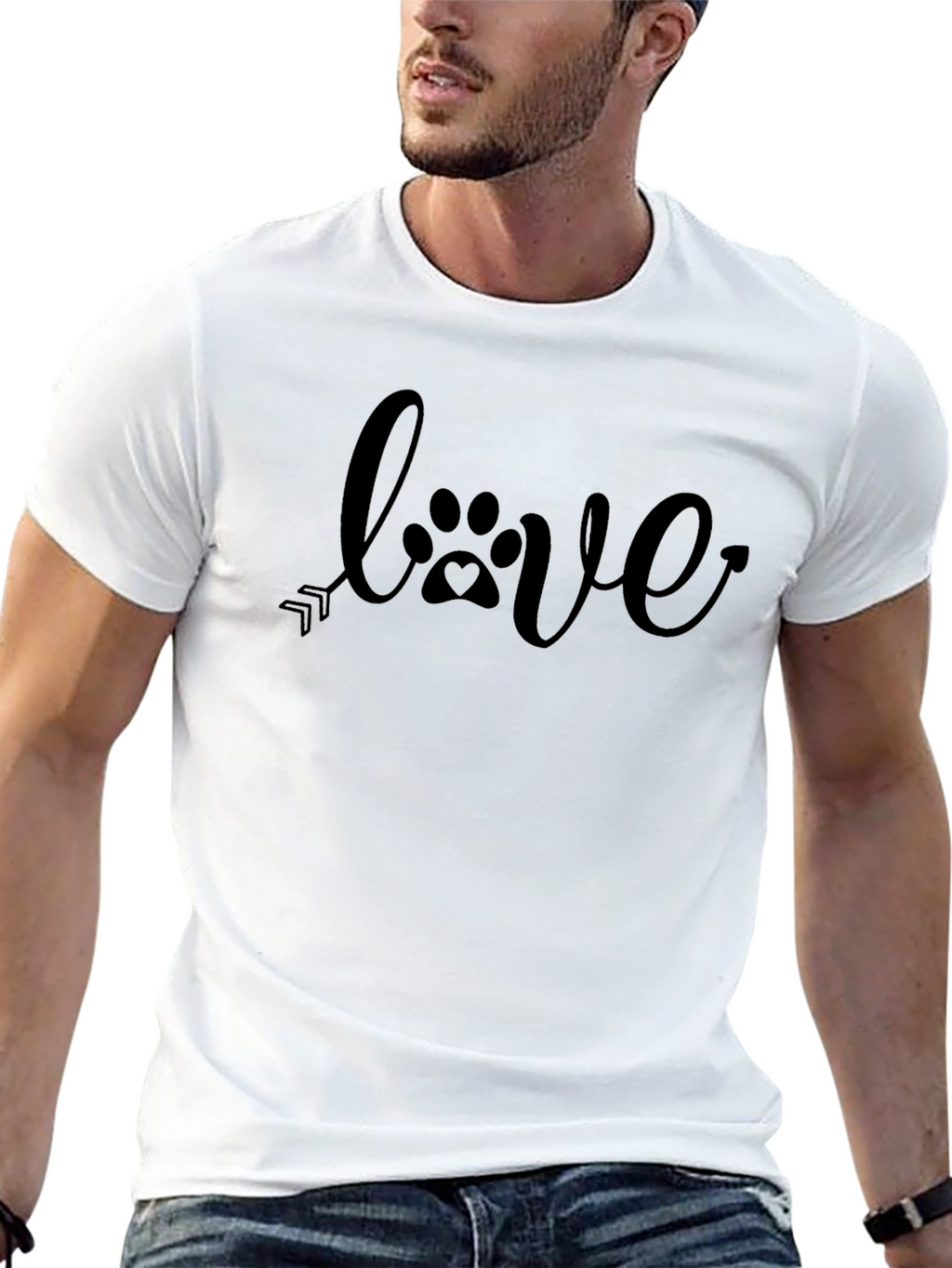 Love Paw Print Arrow Black T-Shirt