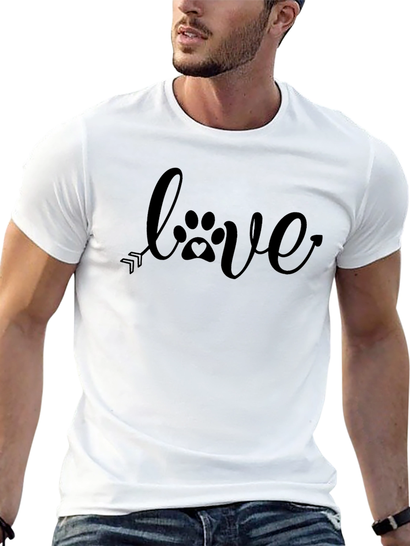 Love Paw Print Arrow Black T-Shirt