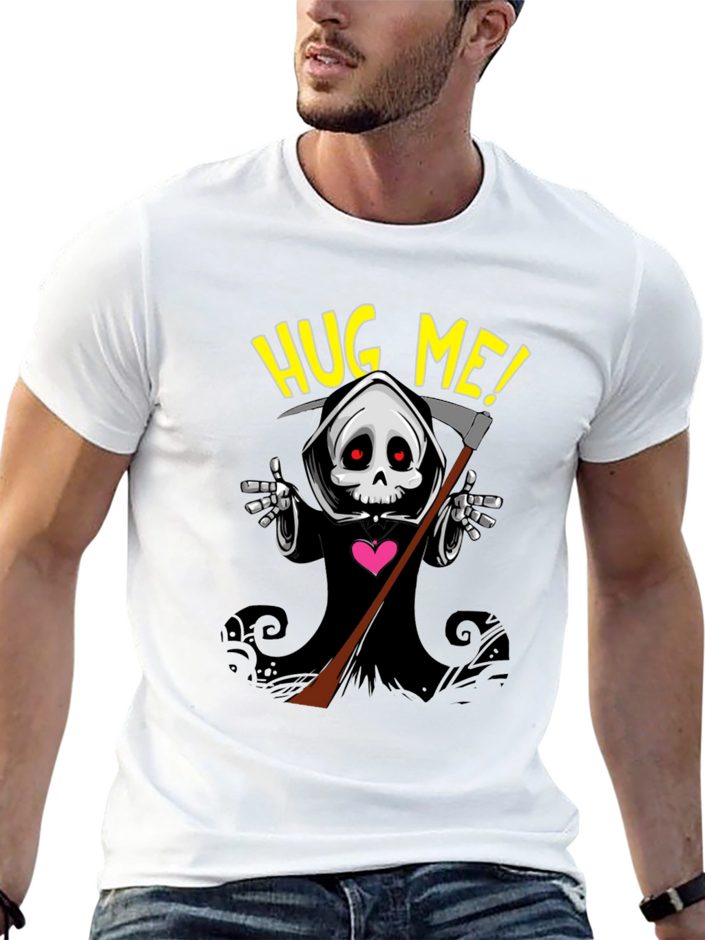Grim Reaper Hug Me! T-Shirt - Black