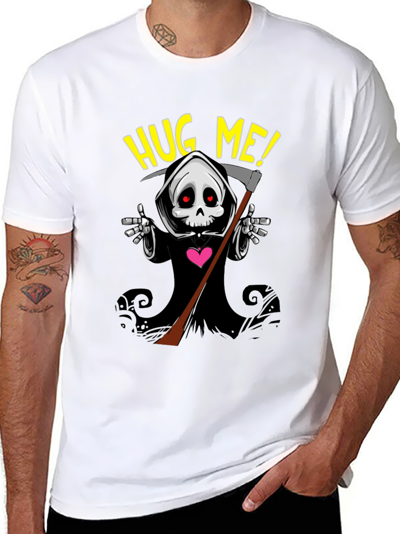 Grim Reaper Hug Me! T-Shirt - Black