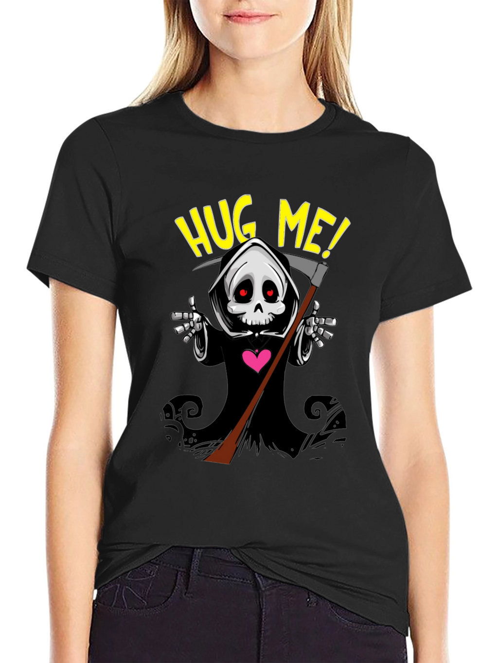 Grim Reaper Hug Me! T-Shirt - Black