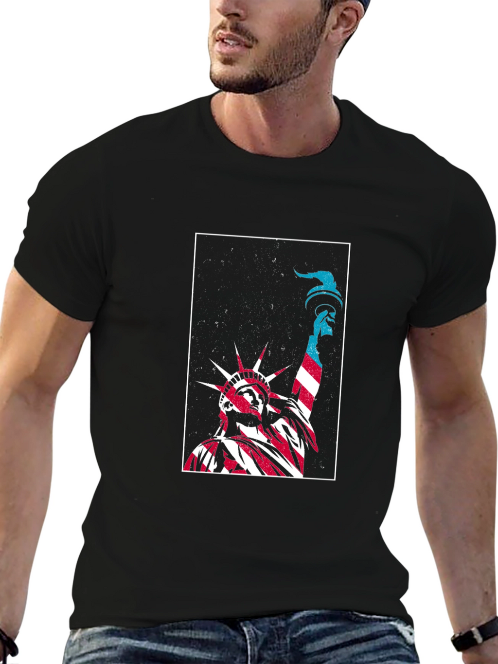 Statue of Liberty Graphic Tee - Patriotic Black T-Shirt