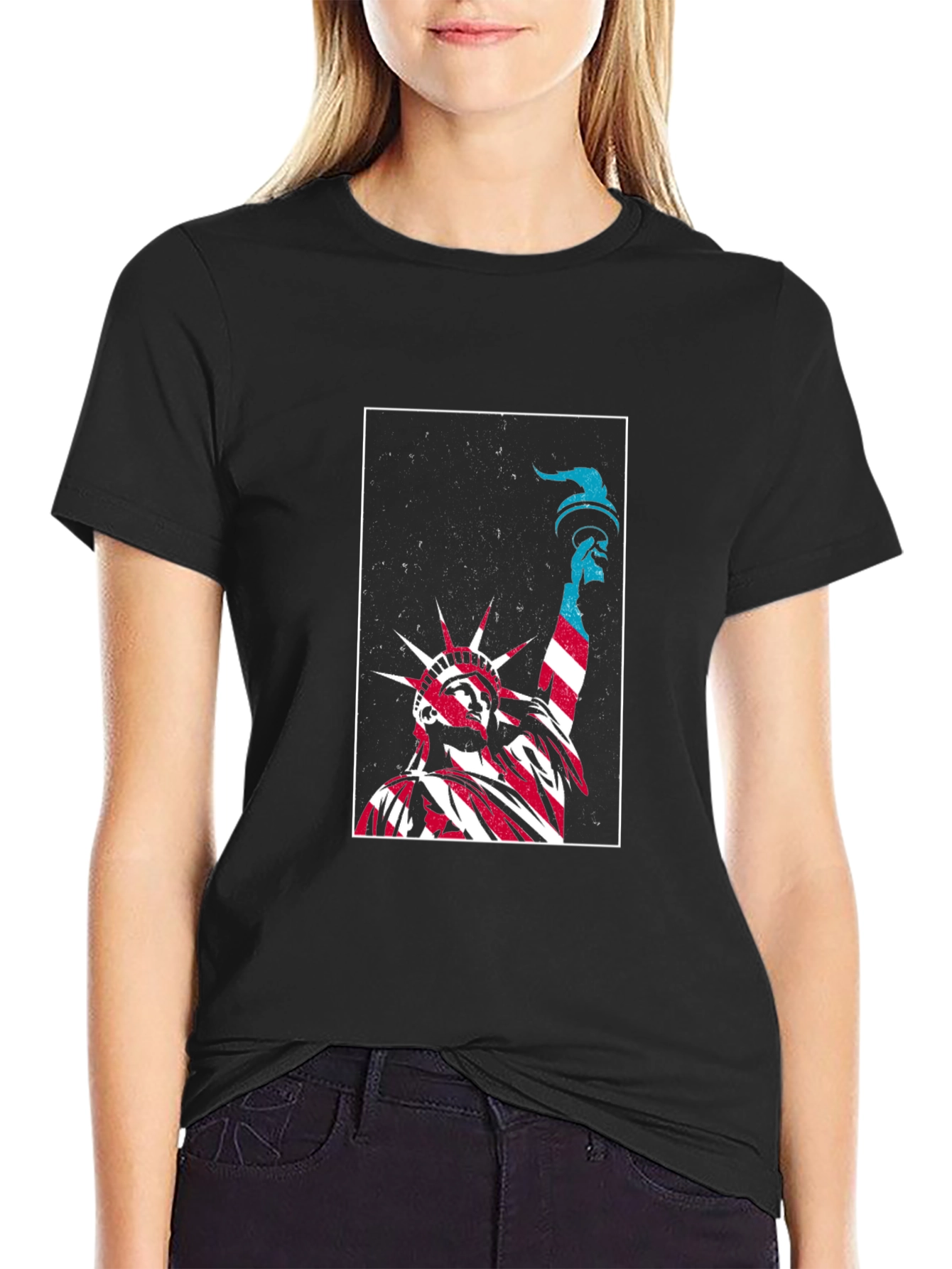Statue of Liberty Graphic Tee - Patriotic Black T-Shirt