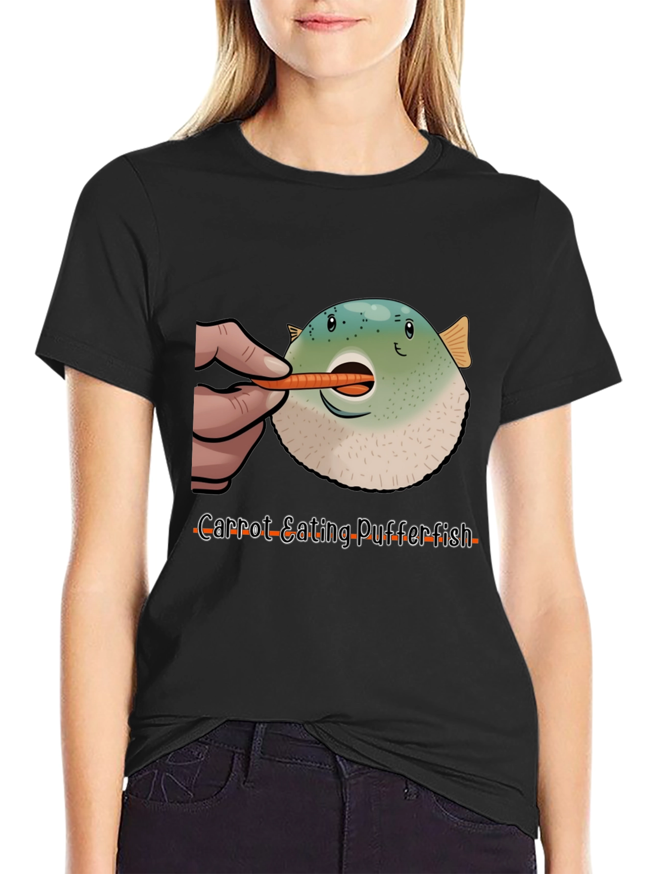 Carrot Eating Pufferfish T-Shirt