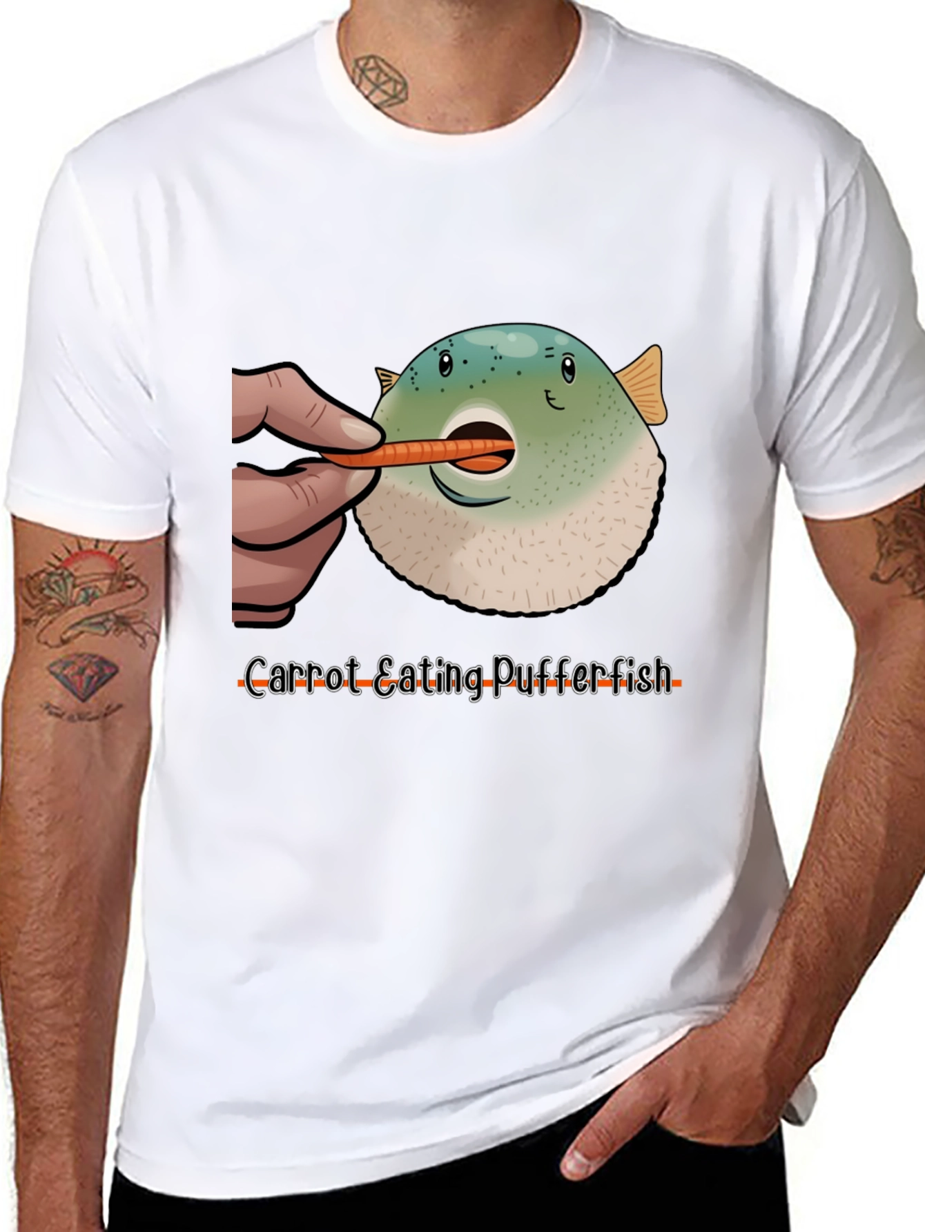 Carrot Eating Pufferfish T-Shirt