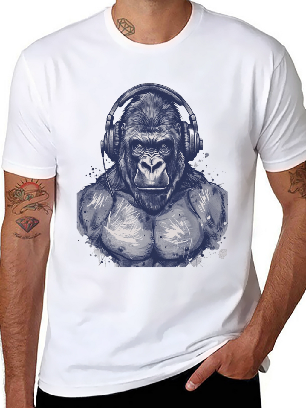 Gorilla Headphone Graphic T-Shirt