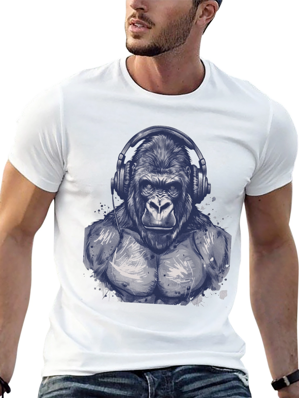 Gorilla Headphone Graphic T-Shirt