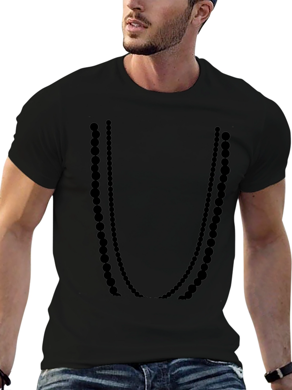 Black Beaded Necklace Graphic Tee